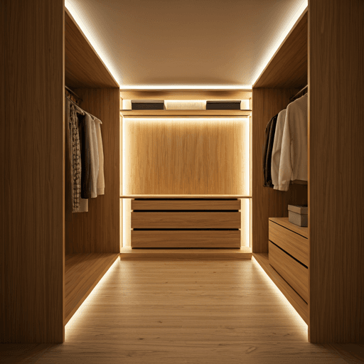 Walk-in closet with LED lighting
